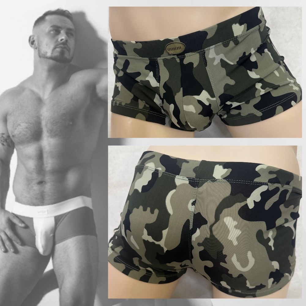 MMM... Camo Square Cut Swim Briefs Medium 30-38" waist Gently worn